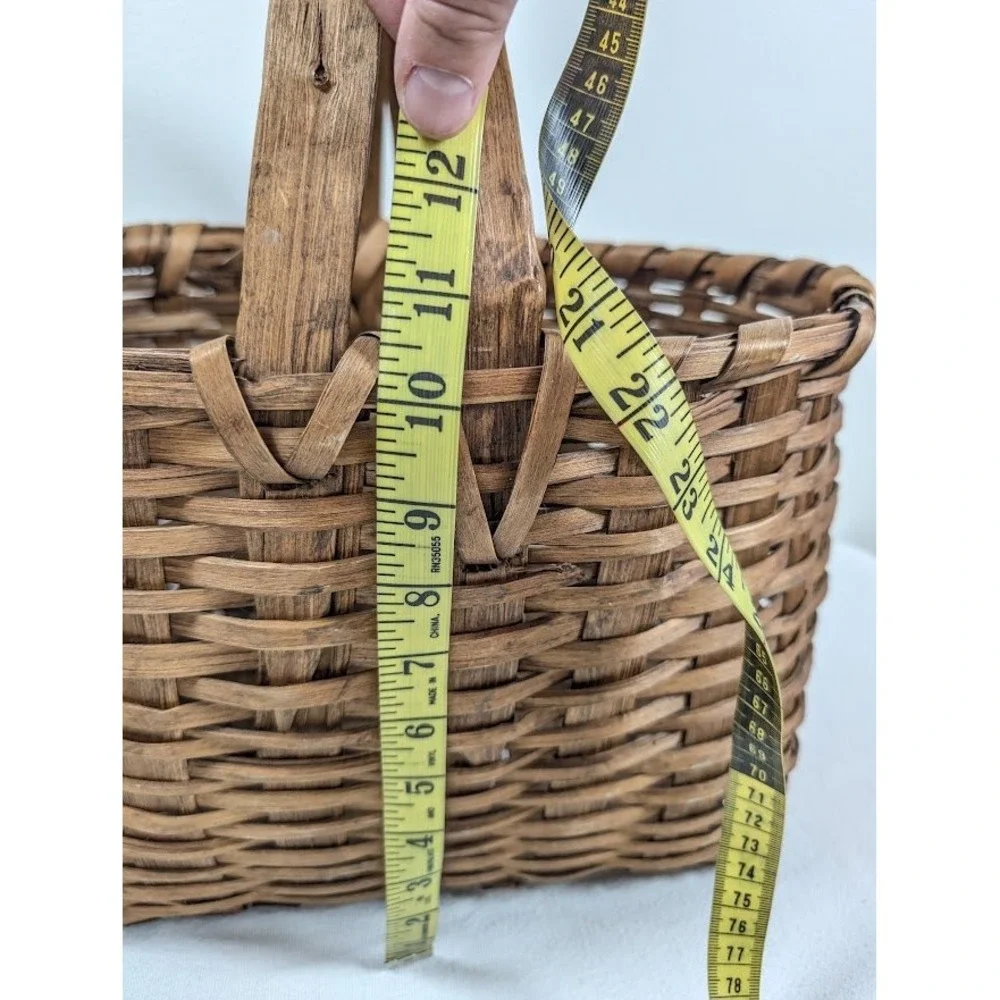 Antique Splint Oak Wood Basket 15.5